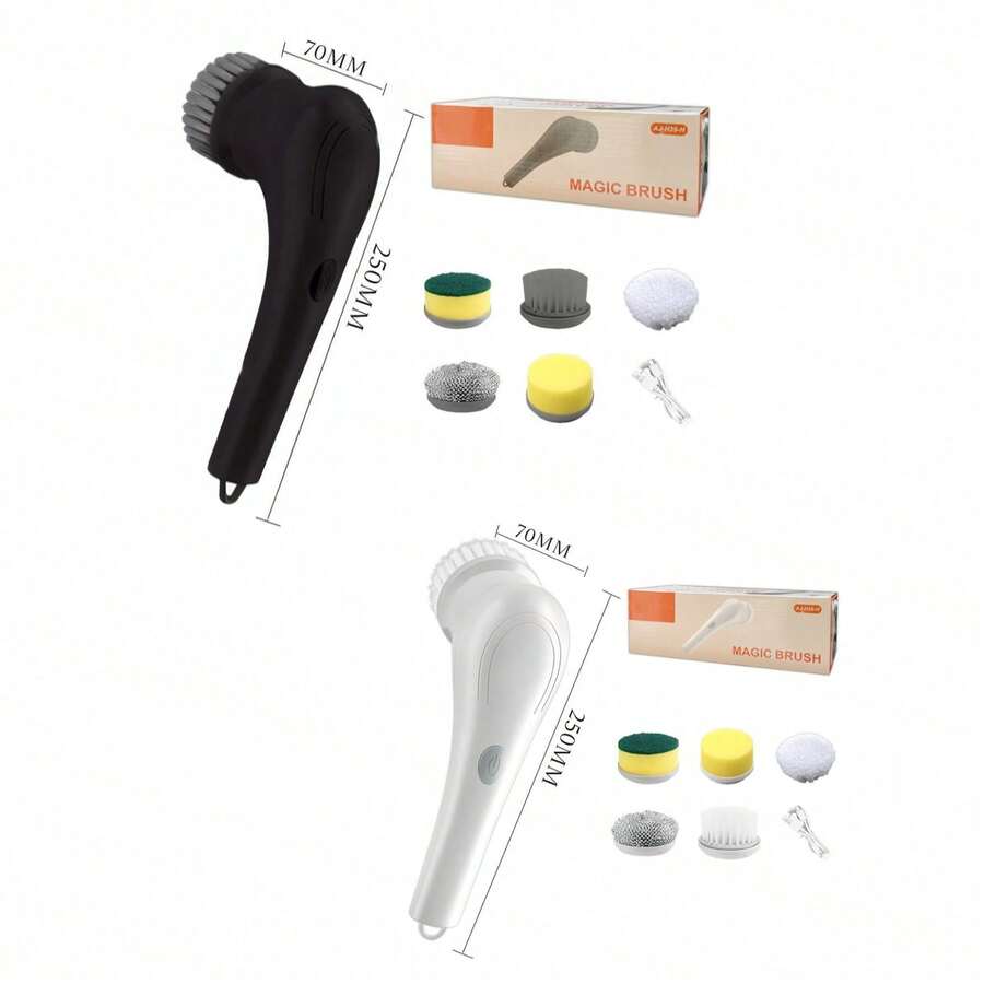 Adjustable Cleaning Brush Window Bathroom Kitchen Tool 5 In 1 Rechargeable - Random Color - View 1