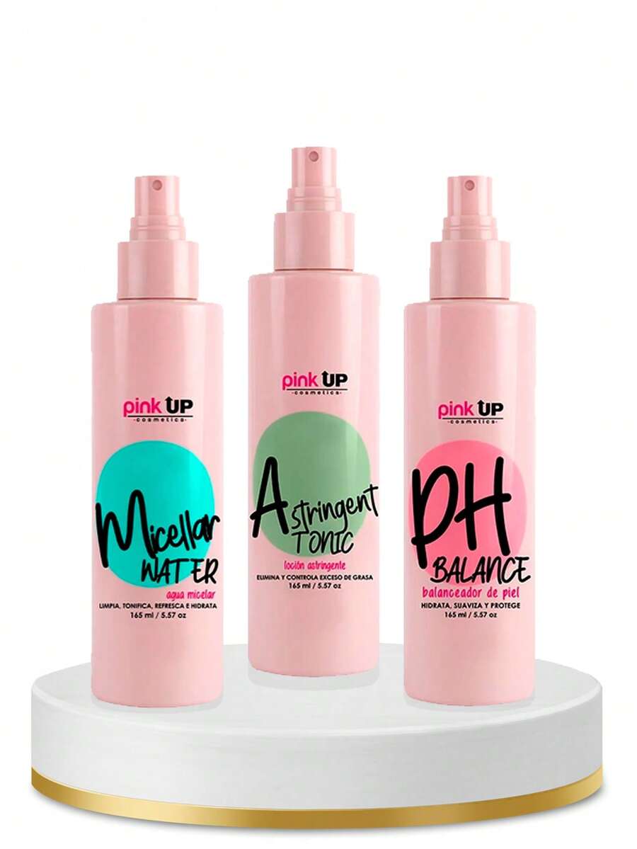 FASHIONITY Pink Up Kit 3 botellas de 165ml - Cuidado de la piel con Agua micelar, Balanceador de PH, Loción tónico Astringente - FX PH AS - Ver 1
