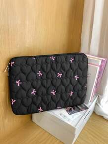 1 pièce Mignon nœud brodé Manchon d'ordinateur portable pour étudiant 11"/13"/15" Sac d'ordinateur étui de protection Dossier Porte-documents Sac de transport