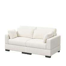 Sofa Set, Modular Sofa, 2-Seater Sofa, Double Sofa, Single Sofa, Ottoman, Loveseat Sofa With Cushions, Loveseat Sofa For Living Room, Bedroom, Corduroy Fabric, 180 X 87 X 85 Cm, Beige - 杏色 - 查看 14