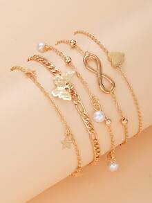 1/4/13/14 件时尚优雅波西米亚风贝壳、蝴蝶、星星、无限心、爱心、金色脚链套装，适合女士、夏季海滩度假派对礼物、日常穿着 - 款式1 - 查看 13