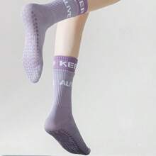 Damen Elastische Sport Tanz Yoga Socken, rutschfeste mittelhohe Fitness atmungsaktive Pilates Socken