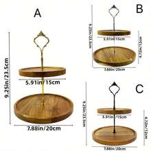 2-Tier Wooden Dessert Stand, Cake Stand, Snack Stand, 2-Tier Wooden Tray, Round Cake & Fruit Platter, Suitable For Birthday, Wedding And Home Gathering, For Cupcakes And Pastries, Easy To Carry And Store