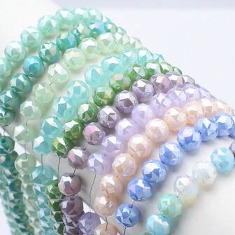 68 st 8 mm runda glaspärlor med mitthål, enfärgade transparenta elektropläterade AB-pärlor för gör-det-själv-armband, halsband, telefonkedjor, nyckelringar, biltillbehör och annat hantverk