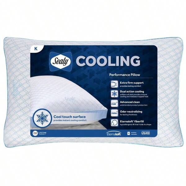 Sealy Cooling Performance Odor Neutrzing Extra Firm Support Machine Washable Pillow King