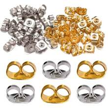 WGRXIRANYKM 20/100 piezas Mariposa de tono dorado y plateado Atrás de pendientes Pasador de oreja Tope Suministros de fabricación de joyas DIY
