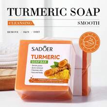 Hand Made Turmeric Soap Body Cleaning Lightening Dark Underarm Leg Body Cleansers Brightening Face Soap Tender Skin Care Beauty 100g Cleansing Comfort - 100g - View 3