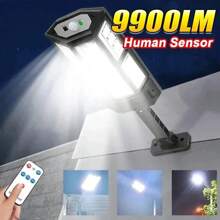 1 pezzo Nuova illuminazione stradale solare da esterno, lampada da parete con sensore di movimento e telecomando, luce da giardino impermeabile