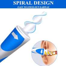 Herramienta en espiral para eliminar el cerumen del oído 2025Q, kit reutilizable para eliminación del cerumen del oído, limpiador de oído seguro con 16 piezas de repuesto suaves y flexibles, color azul
