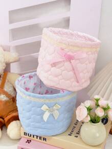 A Blue Round Storage Basket, Quilted Storage Bag, Cute Storage Basket, Home Goodies, Desktop Storage Basket, Sundries Storage Basket, Bag