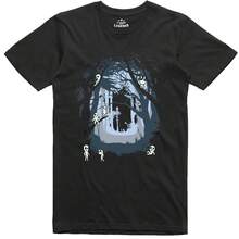 Diseño talla grande nuevo Camiseta de espíritu japonés de Kodama árbol hombres ajuste regular de algodón - Negro - Ver 1
