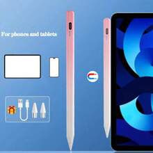 1 支适用于智能手机和平板电脑的通用电容式触摸屏手写笔，无需无线连接，USB 可充电，磁性合金材质，兼容 Apple/IOS/Android/Windows/IPad Pro Air Mini 平板电脑和智能手机，兼容 2018 年后更新的 Apple 平板电脑