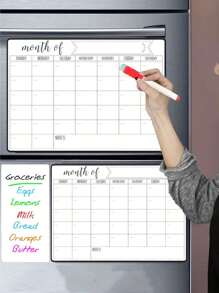 Magnetic Dry Erase Calendar For Refrigerator - Includes 2 Free Markers And 1 Magnetic Whiteboard Eraser, Perfect For Kitchen Organization And Office Use, Refrigerator Accessories,School Supplies,Back To School