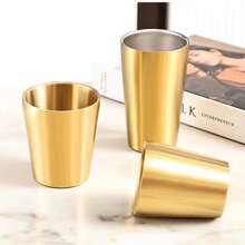 1pc Stainless Steel Double Layer Anti-Scald & Anti-Drop Water Cup, Minimalist Design, Durable And Practical, Multiple Capacity Options, Suitable For Home, Restaurants, Self-Service Cafeterias, Can Be Used As Cold Drink, Water, Milk Tea Or Coffee Cup