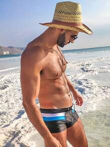 Taddlee Sexy Swimwear Men's Swimsuits Swim Boxer Briefs Square Cut Bathing Suits - màu đen - Xem 4