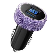 1 pièce Chargeur de voiture 2-en-1/8-en-1 avec strass, câble de charge 3-en-1 avec strass, charge rapide, Type C, USB, adaptateur de voiture, compatible avec Apple, téléphone, caméra de tableau de bord, iPad, GPS, cadeau pour les vacances/anniversaire