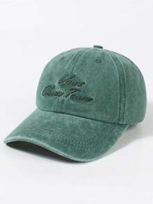 1 pieza Gorra de béisbol unisex de unicolor casual con bordado de letras, gorra snapback de poliéster casual, retro y versátil, apta para actividades al aire libre y uso diario - Ver 6