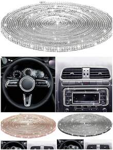 Bling Car Trim Strips, Bling Car Trim Strips, Rhinestone Strips For Car Dashboard Decoration Glitter Interior Exterior Accessories Automotive Diamond Inlaid Decorative Strip DIY 1pc - Multicolor - View 12