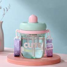 1pc 650ml/22oz Plastic Cup With Straw, High-Quality Water Bottle, Suitable For Office Women, Anti-Drop And Heat Resistant, Flower Tea Drinking Cup With Separation Of Tea And Water