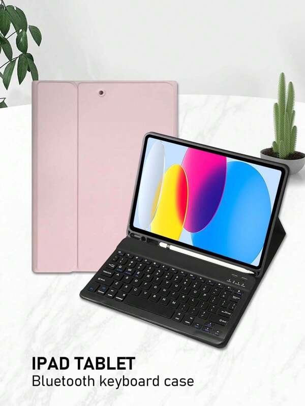 iPad Bluetooth Tastatur Hülle mit Stifthalter, geeignet für 10,5 Zoll und 10,2 Zoll Tablet, kompletter Schutzkoffer, magnetisch abnehmbar, Kunstleder
