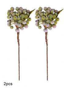 2/4pcs Artificial Berry Stem Fruit Pseudoplastic Berry Plant Holly Fruit Artificial Berry Stem Flower Spray Berry, Lifelike Green Berry With Stem Valentine's Day Simulation Flower, Used For Holly Christmas Holiday And Home Decoration DIY Berry Tree Trunk Home Kitchen Party Centerpiece Decoration Garland Decoration, Artificial Flower Plastic Back To School Room Decor School Supplies