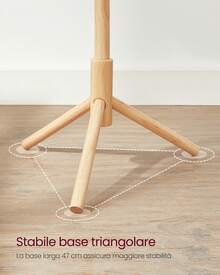 Attaccapanni da Terra, Appendiabiti in Legno a Forma di Albero, 8 Ganci, 3 Altezze, per Vestiti Cappelli Borse, Ingresso Camera da Letto Ufficio, Naturale, Regalo Natale - Naturale - Visualizzare 3