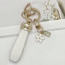 Bowtie & Sakura Duo! 1 Alloy Metal Leather Strap Keychain, Hang Car Keys, Door Keys, Bags – Stylish & Practical!