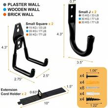 Garage Hooks Heavy Duty Steel Utility Garage Storage Hook 6 Pack Wall Mount Double Tool Hangers With AntiSlip Coating For Hanging And Organizing Ladder Bike Garden Tools Bulk Items