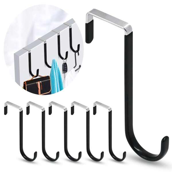 Over The Door Hooks,  Door Hangers Hooks With Rubber Prevent Scratches Heavy Duty Organizer Hooks For Living Room, Bathroom, Bedroom, Kitchen Hanging Clothes, Towels, Hats, Coats, Bags