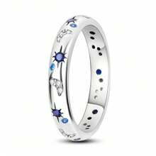 Exquisite Couples Same Style Ring, Diamond And Starry Sky Bright Ring Sterling Silver Index Ring Suitable For Weekday Clothing 7~10 US
