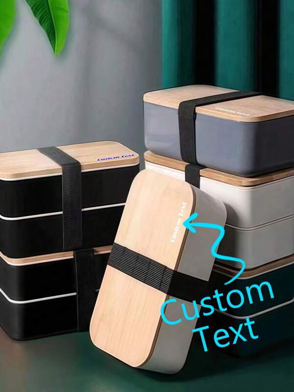 1pc Customized Bento Lunch Box With Japanese Style, Suitable For Students, Office Workers, Microwave-Safe Bamboo Lid, Made Of Wheat Straw, Single/Double Layer, Multi-Color Options, Portable Meal Container For School Lunch, Work Meal, Outdoor, Travel, Picnic