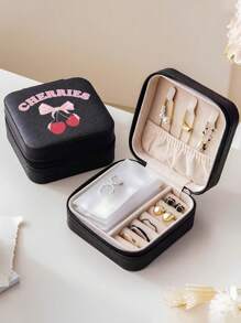 1pc Jewelry Box, Large Capacity Jewelry Storage Box, Jewelry Organizer Box, Miniature Jewelry Case, Jewelry Savings Box, Portable Travel Jewelry Box, Makeup Box, Various Jewelry Boxes,Simple Travel & Home Jewelry Box For Women Storage Organizer Travel Essentials Back To School Dormitory Storage