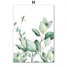 1 PIEZA Pintura en lienzo de hojas de plantas acuarela verde primaveral estilo nórdico. Pósteres y estampas para decoración de paredes en salas de estar, dormitorios y comedores. Opcional con marco. Pósteres modernos, arte de pared, pinturas en lienzo. - Multicolor - Ver 47