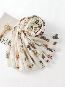 1 pieza Bufanda con estampado de perro para hombre, elegante y linda, esencial para salidas, reuniones y compras