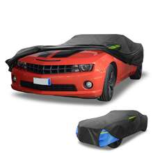 Car Cover Waterproof All Weather 210D, UV Sun Rain Protection, With Left Side Zipper - Black Blue for Chevrolet Camaro - View 1