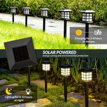⚡️ WIRE-FREE SOLAR LIGHTS ⚡️ 6/12 WATERPROOF YARD LIGHTS|AUTOMATIC LIGHT UP AND DOWN|10 HOURS OF ROMANTIC AMBIENCE|GARDEN LAWN PATIO GODS|DURABLE UPGRADE MODELS. - màu đen - Xem 8