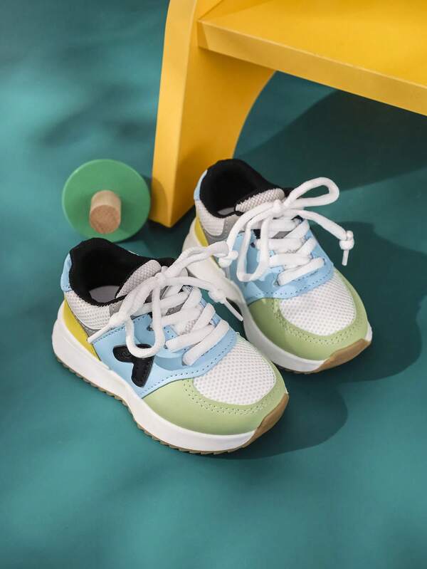 1 Pair Multi-Color Casual Sneakers, Comfortable & Breathable, Suitable For All Season