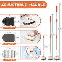 3-in-1 Langstiel Multifunktions-Reinigungsbürste, 3-in-1 Teleskop Badewannen- und Fliesenboden-Reinigungsbürste, geeignet für Badezimmer, Toiletten, Badewannen, Küchen, Wände, Fenster, Reinigungsbedarf, Reinigungswerkzeuge Rückkehr zur Schule