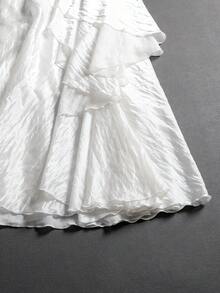 女士无肩带荷叶边及地婚纱 - 白色 - 查看 6