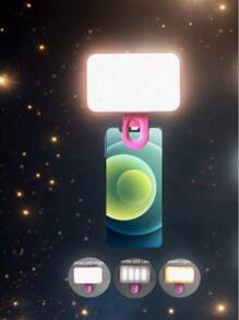 1 pieza Luz de relleno LED para selfie, luz de teléfono LED con 3 modos de iluminación, luz de relleno portátil y de clip mini para maquillaje, transmisión en vivo, conferencia de Zoom, luz de video/fotos recargable para teléfono, cámara, con batería integrada de 150mAh