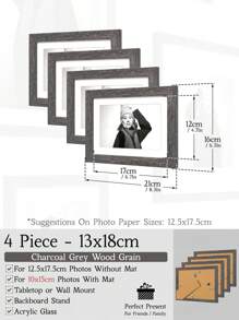 1pc Vintage Photo Frames With Charcoal Grey Wood Grain For Wall, 30x40/30x30/20x25/20x20/13x18cm, Industrial Style/Business Style/Retro Style/Black And White Style Collage Gallery Picture Frame, Nine-Grid Photo Frame Wall, Material, Widen Strips And Easy Buckle, Time-Honored Nostalgic Narrative Gift For Friends / Family