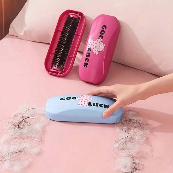 1 pièce Brosse de nettoyage multifonctions, accessoires de brosse à poils d'animaux de compagnie portable avec autocollants DIY, manche en plastique ABS, convient pour le nettoyage du canapé, de la literie et de la voiture