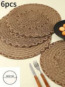 1/4/6/12 件波西米亚风格编织亚麻餐垫，圆形餐桌垫，适用于家庭厨房，适合节日聚会、生日、派对、乡村、户外用餐、家居装饰、卧室、所有季节