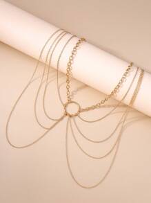 1pc Minimalist Hollow Design Multi-Layer Waist Chain/Body Chain/Belly Chain, Suitable For Women Daily Wear