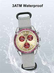 MEGIR MEGIR Luxus Quarz Uhren für Herren, Leinwand Armband, Sport Lässig Chronograph, leuchtende, wasserdichte Herren Armbanduhr mit Datum und 24-Stunden-Anzeige 2247