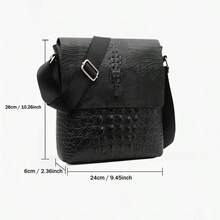 US Crocodile Print Men's Briefcase Shoulder Bag Crossbody Messenger Handbag For Business - 黑色 - 查看 5
