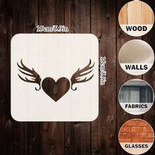 9 件翅膀模板套装，5.91*5.91 英寸可重复使用绘画模板，DIY 工艺模板，用于贺卡、剪贴簿、织物、返校、学校用品 - 白色 - 查看 2