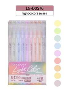 languo 6支/9支渐变色手写笔/荧光笔，0.5毫米笔尖，透明笔杆，适用于绘画、标记、学生笔记、素描、手册制作、办公用途、文具 - 彩色 - 查看 33