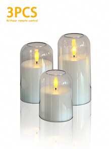 1/3 Peças Velas LED Sem Chama Com Timer/Controle Remoto, Velas Tremeluzentes, Operadas a Bateria, Velas de Cera com Chama 3D Realista, Adequadas para Halloween, Dia dos Namorados, Natal, Casamento, Festa, Decoração Doméstica e Outros Eventos Festivos
