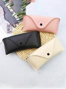 1pc Portable Leather Glasses Case PU Leather Soft Sunglasses Pouch Slim Case For Women Unisex Eyeglass Case Eyewear Accessories(5 Colors For Choose) Pink Travel Essentials Travel Accessories Vacation Summer Holiday Back To School - Multicolor - View 9